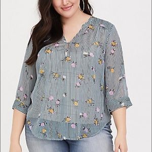 Torrid striped floral blouse NWT